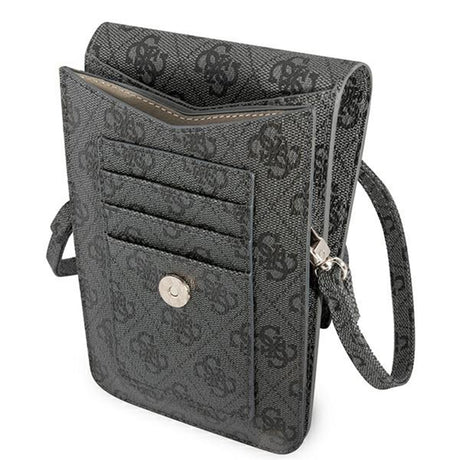 Geanta Guess Universal Phone Pouch Zip Triangle 4G (GUWBP4TMGR), Universal, Adjustable Strap, Eco-Leather, 2 Large, 4 Small Pocket, Negru
