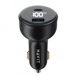 Incarcator Havit Car (CC100W), USB, Type-C, PD100W, PC, with Digital Display, Negru