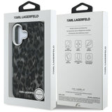 Husa de protectie Karl Lagerfeld IML Leopard Pattern MagSafe (KLHMP16SHDLEOICK) compatibil cu iPhone 16, Negru