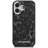 Husa de protectie Karl Lagerfeld IML Leopard Pattern MagSafe (KLHMP16SHDLEOICK) compatibil cu iPhone 16, Negru