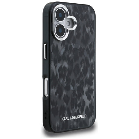 Husa de protectie Karl Lagerfeld IML Leopard Pattern MagSafe (KLHMP16SHDLEOICK) compatibil cu iPhone 16, Negru