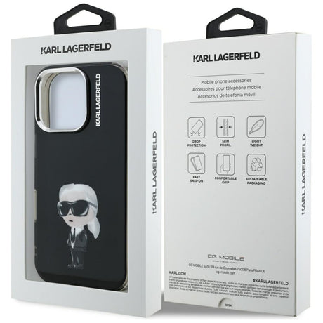 Husa de protectie Karl Lagerfeld IML Aquarelle Karl & Logo MagSafe (KLHCP16LHMKIAQK) compatibil cu iPhone 16 Pro, Negru