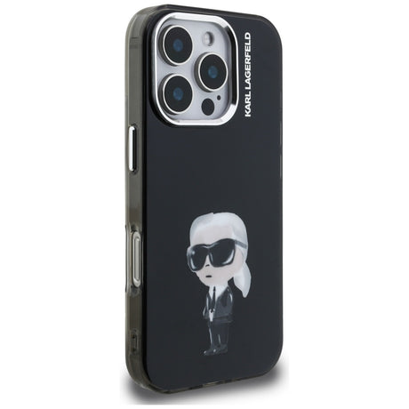Husa de protectie Karl Lagerfeld IML Aquarelle Karl & Logo MagSafe (KLHCP16LHMKIAQK) compatibil cu iPhone 16 Pro, Negru