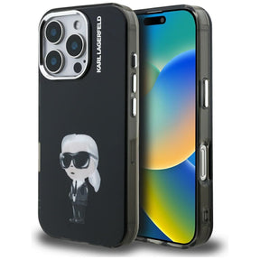 Husa de protectie Karl Lagerfeld IML Aquarelle Karl & Logo MagSafe (KLHCP16LHMKIAQK) compatibil cu iPhone 16 Pro, Negru