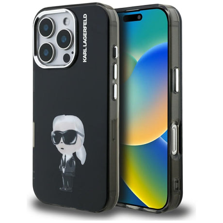 Husa de protectie Karl Lagerfeld IML Aquarelle Karl & Logo MagSafe (KLHCP16LHMKIAQK) compatibil cu iPhone 16 Pro, Negru