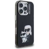 Husa de protectie Karl Lagerfeld IML Aquarelle Karl & Choupette (KLHCP16XHMKCAQK) compatibil cu iPhone 16 Pro Max, Negru