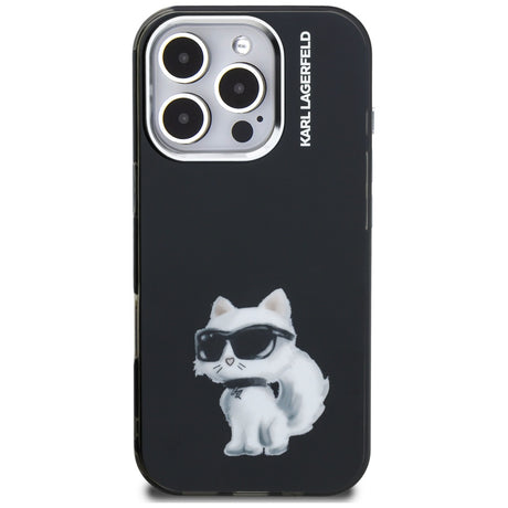 Husa de protectie Karl Lagerfeld IML Aquarelle Choupette Logo (KLHCP16XHMCHAQK) compatibil cu iPhone 16 Pro Max, Negru