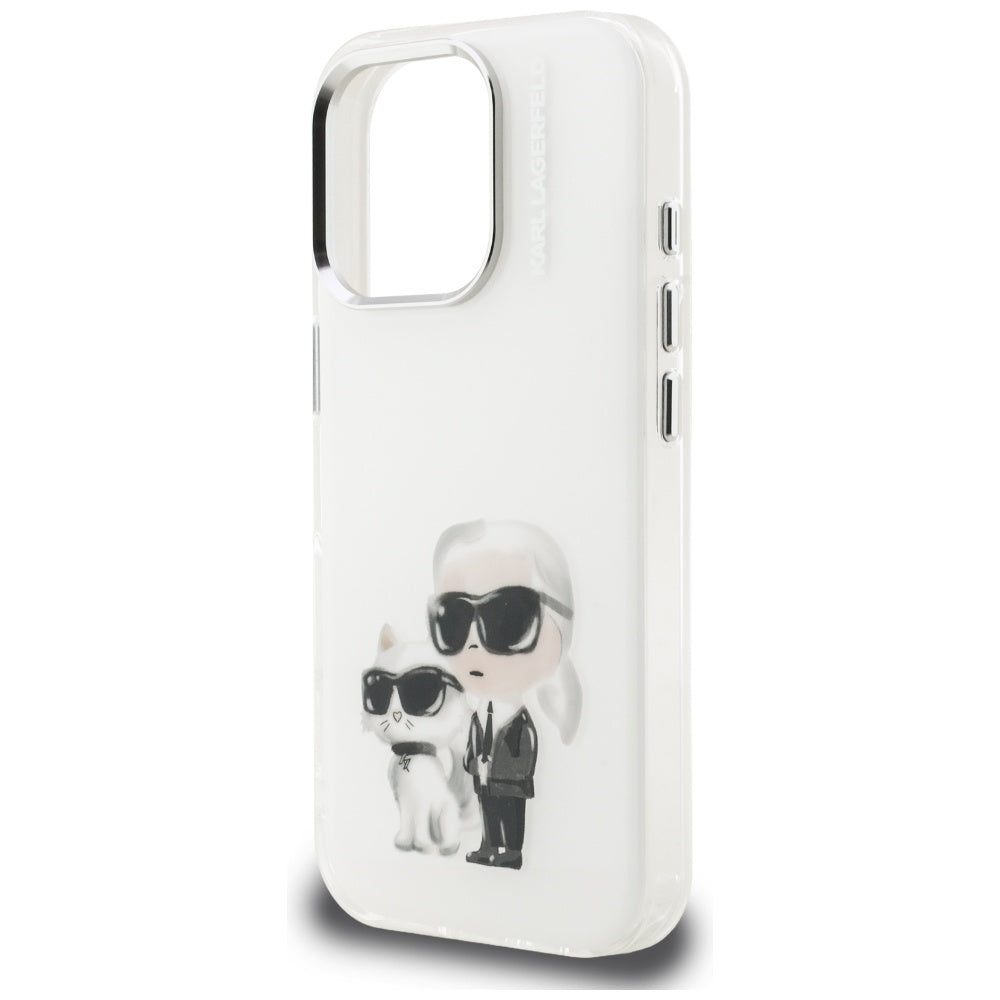 Husa de protectie Karl Lagerfeld IML Aquarelle Karl & Choupette (KLHCP16LHMKCAQH) compatibil cu iPhone 16 Pro, Alb