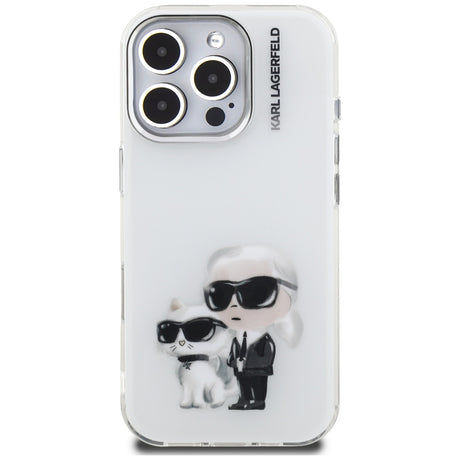 Husa de protectie Karl Lagerfeld IML Aquarelle Karl & Choupette (KLHCP16LHMKCAQH) compatibil cu iPhone 16 Pro, Alb