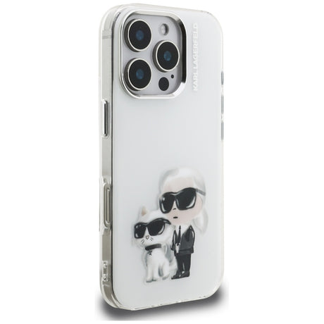 Husa de protectie Karl Lagerfeld IML Aquarelle Karl & Choupette (KLHCP16LHMKCAQH) compatibil cu iPhone 16 Pro, Alb