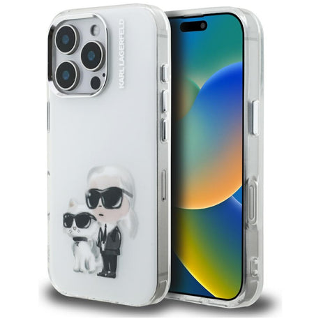 Husa de protectie Karl Lagerfeld IML Aquarelle Karl & Choupette (KLHCP16LHMKCAQH) compatibil cu iPhone 16 Pro, Alb
