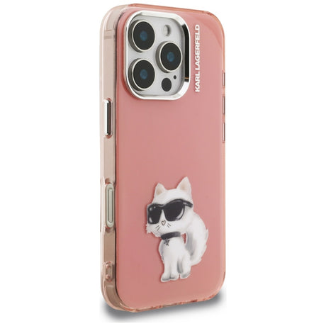 Husa de protectie Karl Lagerfeld IML Aquarelle Choupette Logo (KLHCP16LHMCHAQP) compatibil cu iPhone 16 Pro, Roz