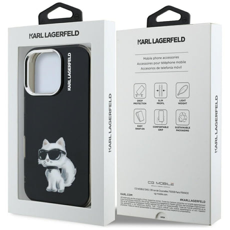 Husa de protectie Karl Lagerfeld IML Aquarelle Choupette Logo (KLHCP16LHMCHAQK) compatibil cu iPhone 16 Pro, Negru