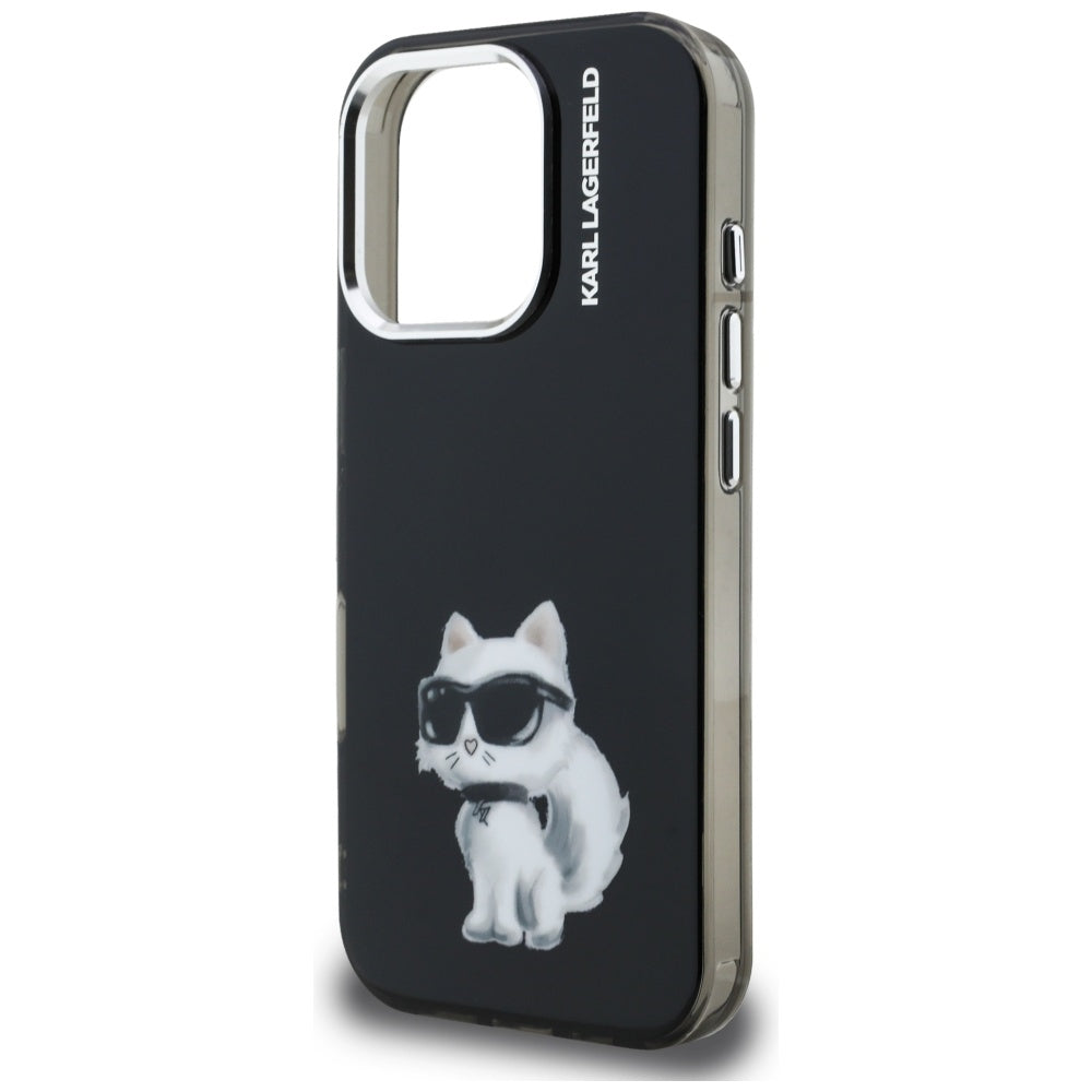 Husa de protectie Karl Lagerfeld IML Aquarelle Choupette Logo (KLHCP16LHMCHAQK) compatibil cu iPhone 16 Pro, Negru