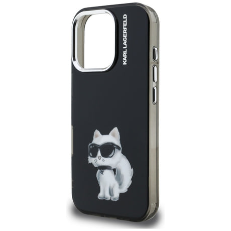 Husa de protectie Karl Lagerfeld IML Aquarelle Choupette Logo (KLHCP16LHMCHAQK) compatibil cu iPhone 16 Pro, Negru