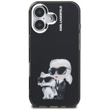 Husa de protectie Karl Lagerfeld IML Aquarelle Karl & Choupette (KLHCP16SHMKCAQK) compatibil cu iPhone 16, Negru