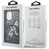 Husa de protectie Karl Lagerfeld Liquid Glitter Choupette Logo MagSafe (KLHCP16SLCHSCTDK) compatibil cu iPhone 16, Negru