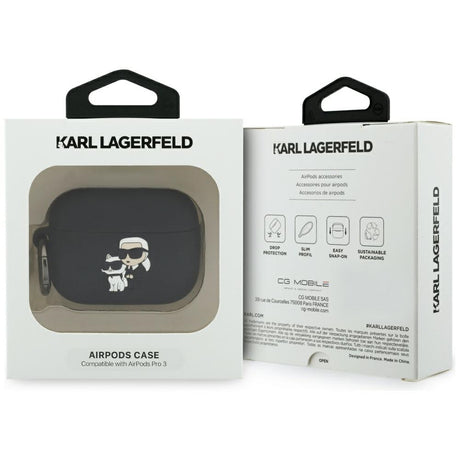Casti Karl Lagerfeld Silicone Karl&Choupette Head 3D (KLAP3RUNKC), Apple AirPods Pro 3, Negru