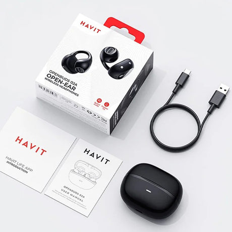 Casti Havit (OWS916), Type-C, Bluetooth 6.0, ENC, 2 Microphones, IPX5, 400mAh, Spatial Audio, Life App, Gri