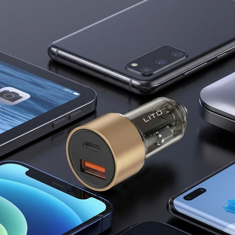 Incarcator Lito Car (IN-C04), 1x USB, 1x Type-C, 52W, Fast Charging, Ultra-Mini & Sleek Design, Universal, Negru