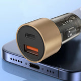 Incarcator Lito Car (IN-C04), 1x USB, 1x Type-C, 52W, Fast Charging, Ultra-Mini & Sleek Design, Universal, Negru