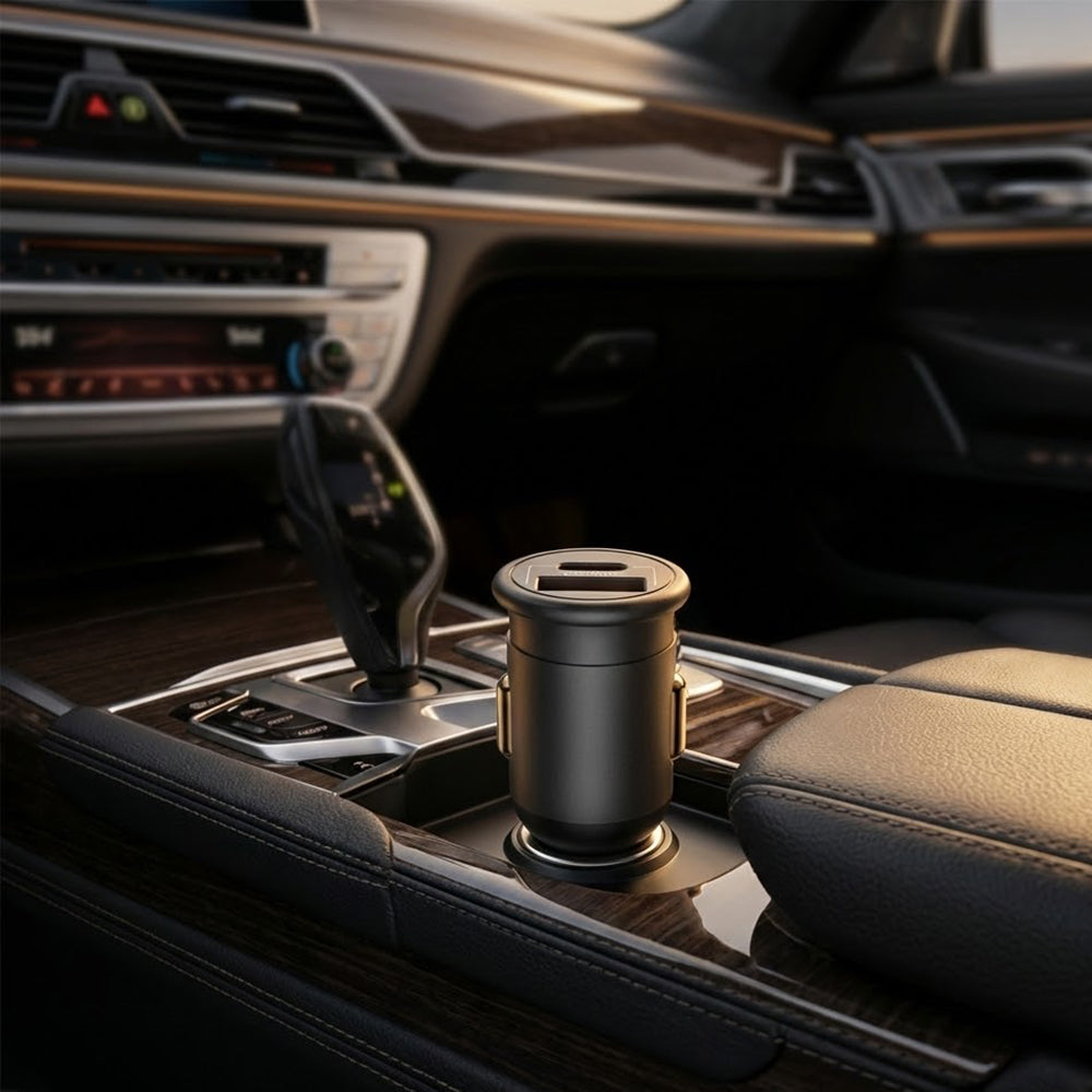 Incarcator Blueo Car, USB, Type-C, 35W, with Built-in Protections, for 12V to 24V DC Socket, Matte Finish, Gri