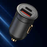 Incarcator Blueo Car, USB, Type-C, 35W, with Built-in Protections, for 12V to 24V DC Socket, Matte Finish, Gri