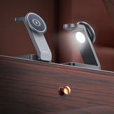Incarcator Yesido Wireless Charging Station (DS26), Magnetic, for Phone, Watch, Earbuds, Foldable, Stand, Night Light, 15W, Gri