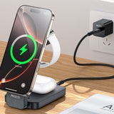 Incarcator Yesido Wireless Charging Station (DS26), Magnetic, for Phone, Watch, Earbuds, Foldable, Stand, Night Light, 15W, Gri