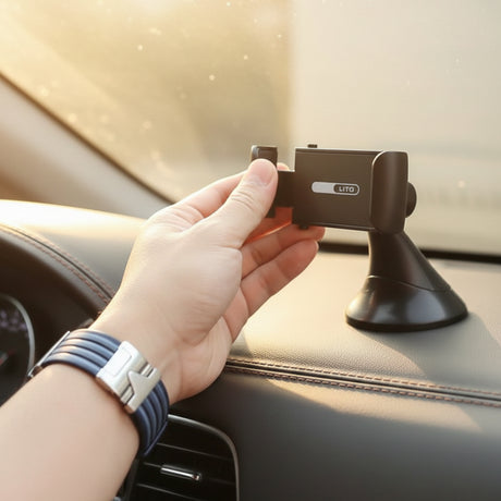 Suport Lito Nano Glue Sucker (LT-W09), for Dashboard, Windshield, No-slip, No-drill, 360°, Ultra-Lightweight, Gri