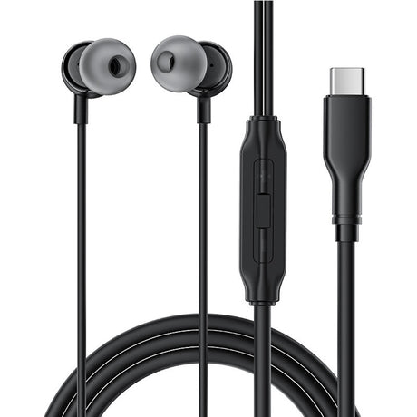Casti Acefast Wired Earphones (L8), Type-C, In-ear Design, with Microphone, Control Remote, Flexible, Silicone, 1.2m, Negru