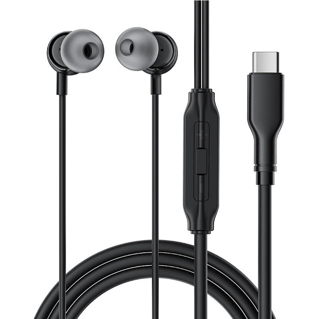 Casti Acefast Wired Earphones (L8), Type-C, In-ear Design, with Microphone, Control Remote, Flexible, Silicone, 1.2m, Negru