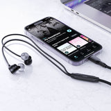 Casti Acefast Wired Earphones (L8), Type-C, In-ear Design, with Microphone, Control Remote, Flexible, Silicone, 1.2m, Negru