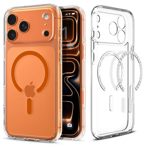 Husa de protectie Spigen Ultra Hybrid MagSafe (ACS11109) compatibil cu iPhone 17 Pro Max, Transparent / Orange