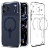 Husa de protectie Spigen Ultra Hybrid MagSafe (ACS11111) compatibil cu iPhone 17 Pro, Transparent / Deep Blue