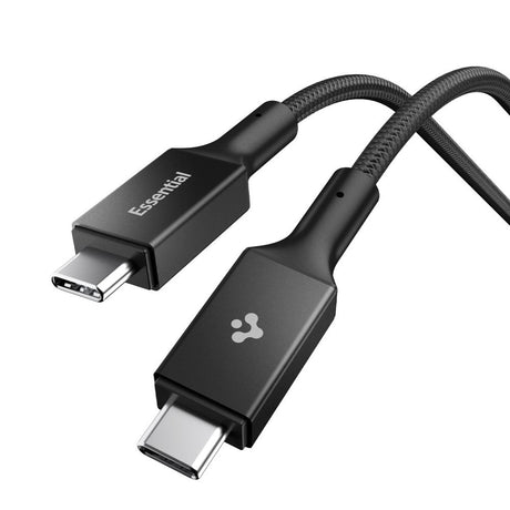 Cablu Spigen Essential EB10010CC (ACA09459), Fast Charging, Type-C to Type-C, 100W, 5Gbps, E-Marker Chip, 1m, Negru