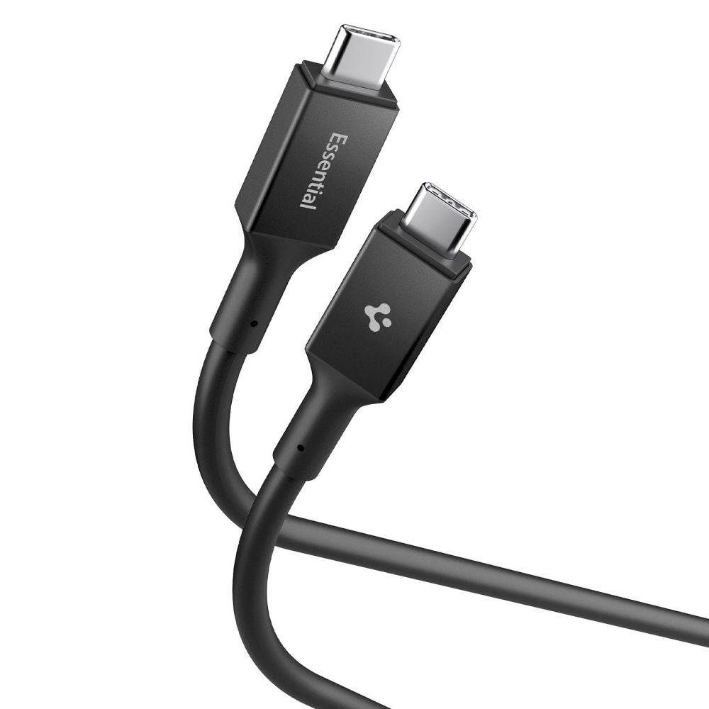 Cablu Spigen Essential EB10020CC (ACA09460), Fast Charging, Type-C to Type-C, 100W, 5Gbps, E-Marker Chip, 2m, Negru