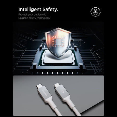 Cablu Spigen Essential EB24012CC (ACA08776), Fast Charging, Type-C, 240W, 40Gbps, E-Marker Chip, 8K, 1.2m, Alb