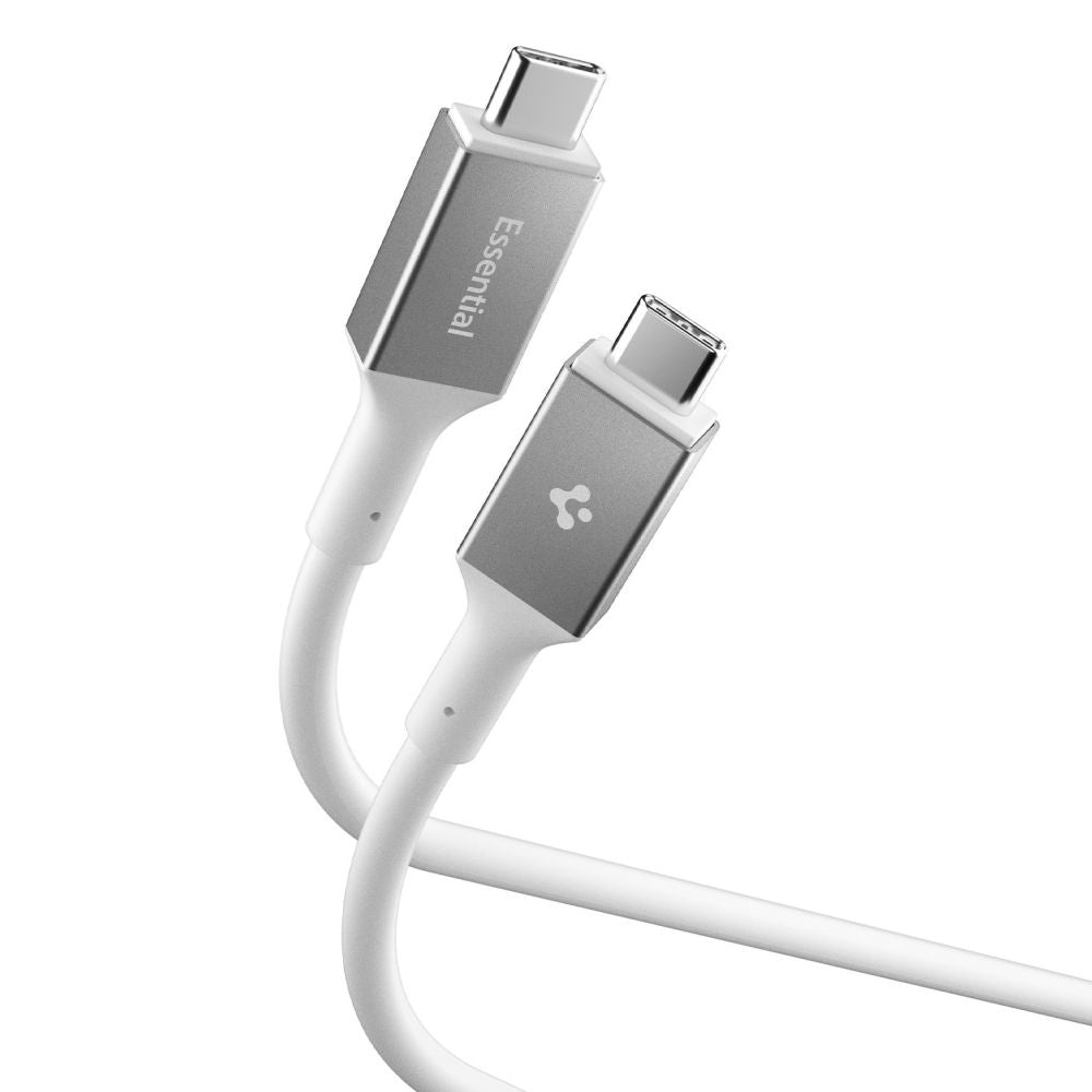 Cablu Spigen Essential EB24012CC (ACA08776), Fast Charging, Type-C, 240W, 40Gbps, E-Marker Chip, 8K, 1.2m, Alb