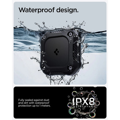 Casti Spigen Tough Armor Holder (ACS09781), Apple AirTag 1 / 2, Waterproof IPX8, 3M Adhesive, Negru