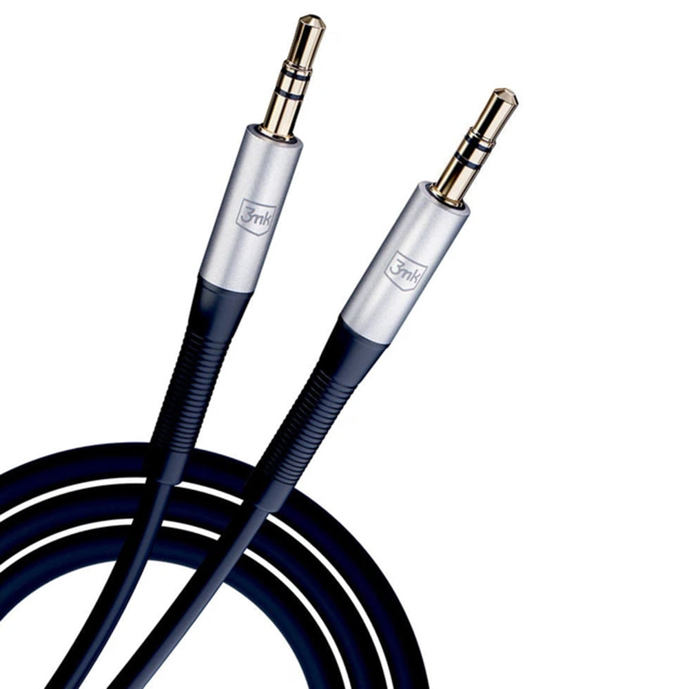 Adaptor 3mk Audio Cable, 2x mini Jack 3.5mm, Aluminum + Silicone, 1m, Negru