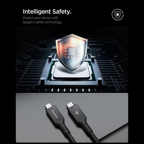 Cablu Spigen Essential EB24012CC (ACA09461), Fast Charging, Type-C, 240W, 40Gbps, E-Marker Chip, 8K, 1.2m, Negru