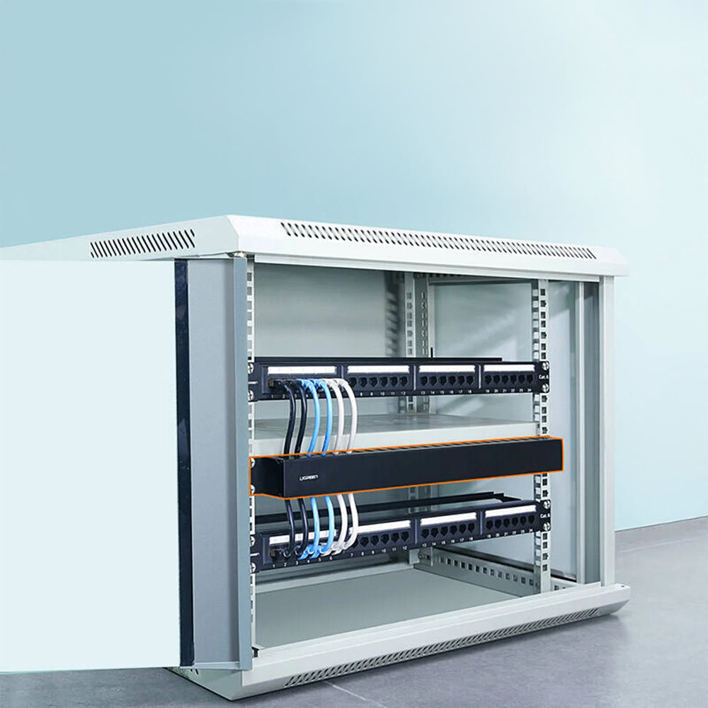 Cablu Ugreen Organizer NW128 (70424), Panel with 24 Ports, Management System, Metal, Up to 19", Negru