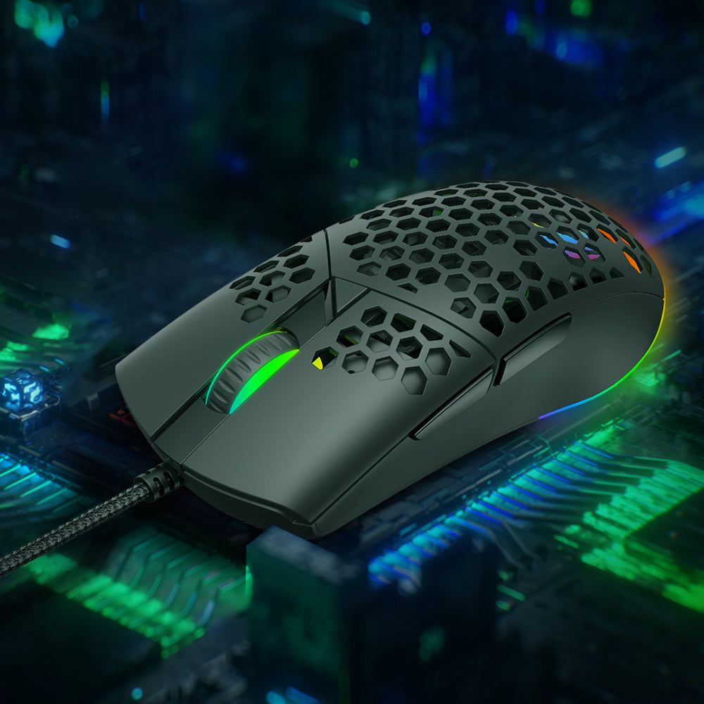 Tastatura/Mouse Havit Wired Gaming Mouse (MS1036), with RGB Lights, 1200/1600/2400/4800/6400/7200 DPI, 1.6m, 5V, Negru
