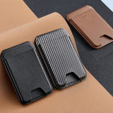 Suport ESR Classic Magnetic Wallet Stand (3C13210300664), with Magnetic Ring, Vegan Leather, Adjustable, 3x Slots, Carbon Fiber