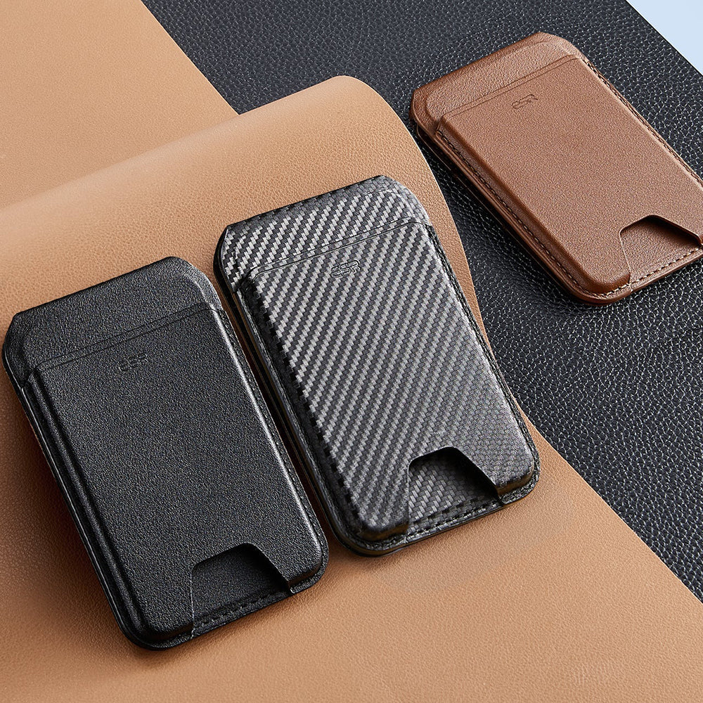 Suport ESR Classic Magnetic Wallet Stand (3C13210300265), with Magnetic Ring, Vegan Leather, Adjustable, 3x Card Slots, Maro