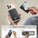 Suport ESR Classic Magnetic Wallet Stand (3C13210300165), with Magnetic Ring, Vegan Leather, Adjustable, 3x Card Slots, Negru