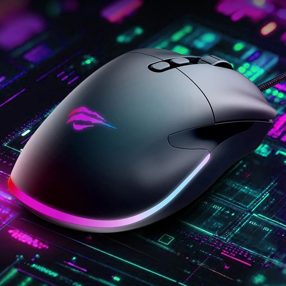 Tastatura/Mouse Havit Wired Gaming Mouse (MS954), 800/1600/2400/3200/6400/12000 DPI, 1.6m, 5V, Negru