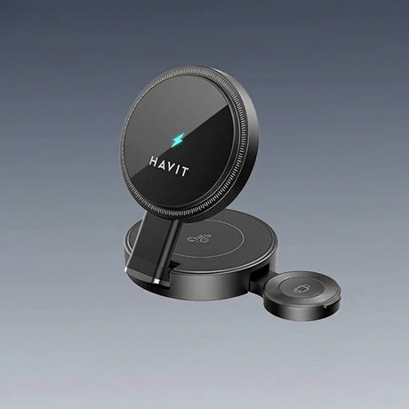 Casti Havit 3in1 Wireless Charging Station (W3100), for Phone/iWatch/Earbuds, Foldable, 15W, Negru