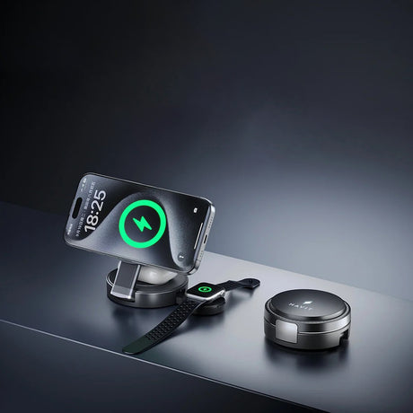 Casti Havit 3in1 Wireless Charging Station (W3100), for Phone/iWatch/Earbuds, Foldable, 15W, Negru